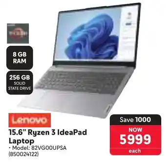 Makro Lenovo 15.6" Ryzen 3 IdeaPad Laptop offer