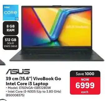 Makro ASUS 39 cm 15.6" VivoBook Go Intel Core i3 Laptop offer