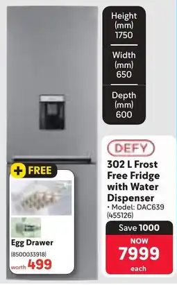 Makro DEFY Frost Free Fridge with Water Dispenser offer