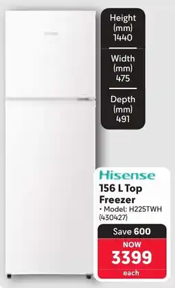 Makro Hisense Top Freezer offer