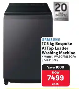 Makro SAMSUNG Bespoke AI Top Loader Washing Machine offer