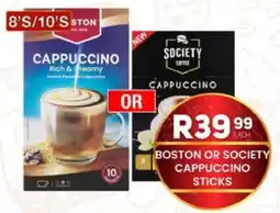 Take 'n Pay Boston or society cappuccino sticks offer