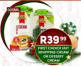 Take 'n Pay First choice uht whipping cream or dessert cream offer