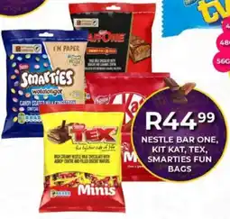Take 'n Pay Nestle bar one, kit kat, tex, smarties fun bags offer