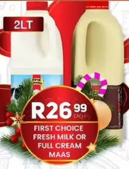 Take 'n Pay First choice fresh milk or full cream maas offer