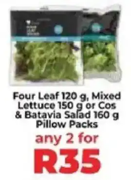Food Lover's Market Four Leaf, Mixed Lettuce or Cos & Batavia Salad Pillow Packs offer