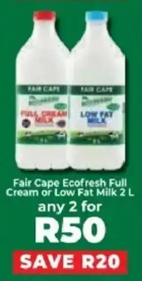 Food Lover's Market Fair Cape Ecofresh Full Cream or Low Fat Milk offer