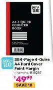 Game Pen + Gear 384 Page 4 Quire A4 Hard Cover Feint Margin (818257) offer