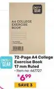 Game Pen + Gear 72 Page A4 College Exercise Book 17mm Ruled (667727) offer