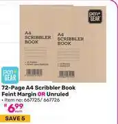 Game Pen + Gear 72 Page A4 Scribbler Book Feint Margin Or Unruled (667725/667726)-Each offer