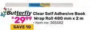 Game Butterfly Clear Self Adhesive Book Wrap Roll 480mm x 2m (305582) offer