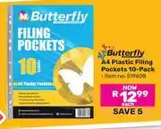 Game Butterfly A4 Plastic Filling Pockets 10 Pack (519608)-Each offer