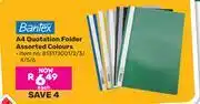 Game Bantex A4 Quotation Folder Assorted Colours (813173001/2/3/4/5/6)-Each offer