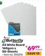 Game Butterfly A4 White Board 160gsm x 50 Sheets (305576)-Per Pack offer