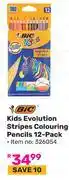 Game Bic Kids Evolution Stripes Colouring Pencils 12 Pack (326054) offer
