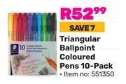 Game Staedtler Triangular Ballpoint Coloured Pens 10 Pack (551350) offer