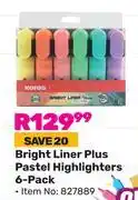 Game Kores Bright Liners Plus Pastel Highlighters (6-Pack) 827889 offer