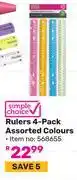 Game Simple Choice Rulers (4-Pack Assorted Colours) 568655 offer