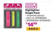 Game Simple Choice Highlighter Single Pack Assorted Colours (12-Pack) (813182004/813182003/813182001) offer