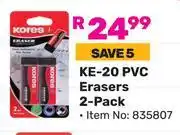 Game Kores KE-20 PVC Erasers 2-Pack (835807) offer