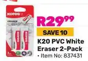 Game Kores K20 PVC White Eraser 2-Pack (837431) offer