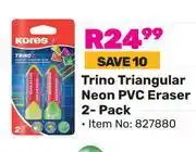 Game Kores Trino Triangular Neon PVC Eraser 2-Pack (827880) offer