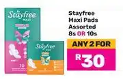 Game Stayfree Maxi Pads Assorted 8s Or 10s Pack-For Any 2 offer