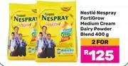 Game Nestle Nespray Fortigrow Medium Cream Dairy Powder Blend-For 2 x 400gm offer