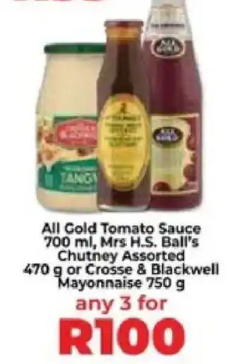 Food Lover's Market All Gold Tomato Sauce, Mrs. H.S. Ball's Chutney Assorted or Crosse & Blackwell Mayonnaise offer