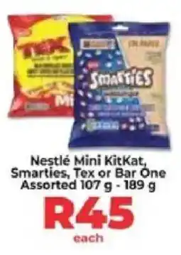 Food Lover's Market Nestlé Mini KitKat, Smarties, Tex or Bar One Assorted offer