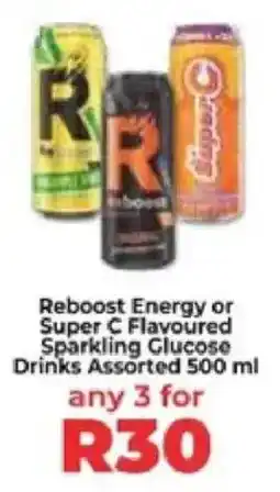 Food Lover's Market Reboost Energy or Super C Flavoured Sparkling Glucose Drinks Assorted offer