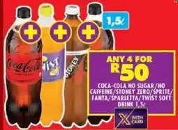 Shoprite Coca-cola no sugar/ no caffeine/ stoney zero/ sprite/ fanta/ sparletta/ twist soft drink offer