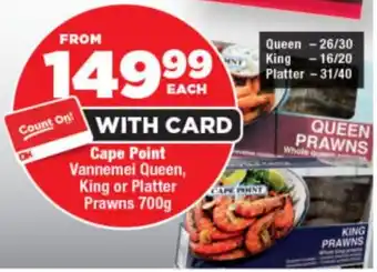 OK Foods Cape Point Vannemei Queen, King or Platter Prawns offer
