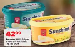 OK Foods Sunshine D 60% Original or 40% Lite Fat Spread Tub offer