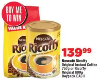 OK Foods Nescafé Ricoffy Original Instant Coffee or Ricoffy Original Doypack offer