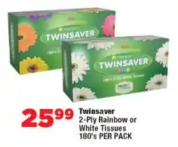 OK Foods Twinsaver 2-Ply Rainbow or White Tissues offer