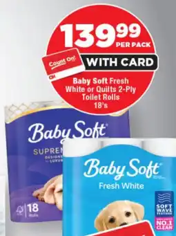 OK Foods Baby Soft Fresh White or Quilts 2-Ply Toilet Rolls offer