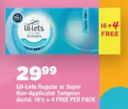 OK Foods Lil-Lets Regular or Super Non-Applicator Tampons Asstd. offer
