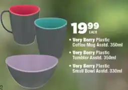 OK Foods Very Berry Plastic Coffee Mug or Very Berry Plastic Tumbler or Very Berry Plastic Small Bowl offer