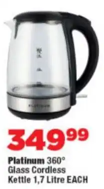 OK Foods Platinum 360° Glass Cordless Kettle offer