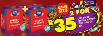 Shoprite Cape point smoked mussels vegetable oil offer