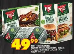 Shoprite Fry's frozen meat free country burgers/ chicken-style burgers/ traditional sausages/ polony offer
