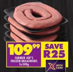 Shoprite Farmer joe's frozen braaiwors offer