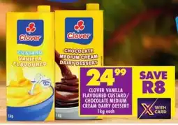Shoprite Clover vanilla flavoured custard/ chocolate medium cream dairy dessert offer