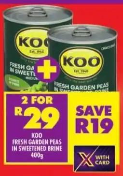 Shoprite Koo fresh garden peas in sweetened brine offer