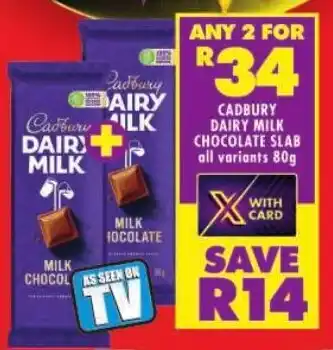 Shoprite Cadbury dairy milk chocolate slab offer