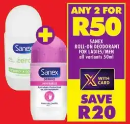 Shoprite Sanex roll-on deodorant for ladies/men offer