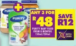 Shoprite Purity baby food from 8 months offer