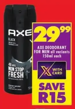 Shoprite Axe deodorant for men offer