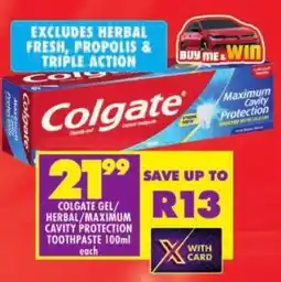 Shoprite Colgate gel/ herbal/ maximum cavity protection toothpaste offer